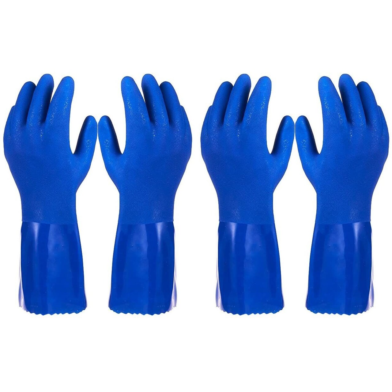 Juvale Cleaning & Kitchen Gloves for Women - 2 Pairs, Medium, Blue, Cotton Lined - Heavy Duty Rubber Gloves for Dishwashing, Waterproof & Reusable